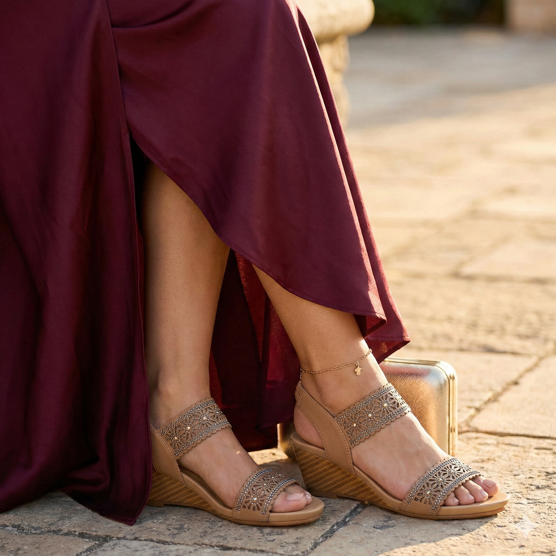 Sandales FloralShine compensées fleurs strass femme  Shoozia